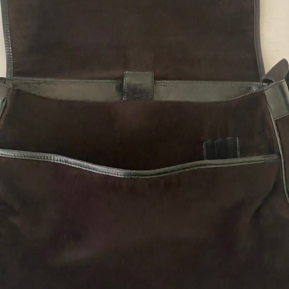 Vintage Juicy Couture Chocolate Brown Velour Messenger Bag or Book Bag Handbag - Picture 6 of 12